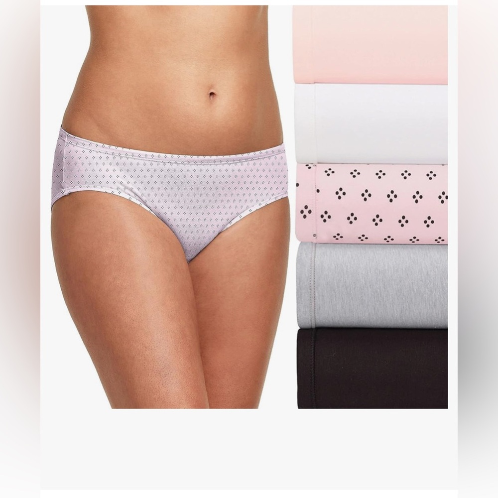 Hanes Ultimate Women's Hipster Panties 5-Pack, Moisture-Wicking, Multi Colors